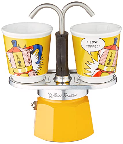 Bialetti – Mini Express Lichtenstein: Moka Set includes Coffee Maker 2-Cup (3 Oz), Yellow, Aluminium