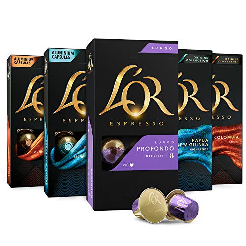 L’OR Espresso Capsules, 50 Count Mild Variety Pack, Single-Serve Aluminum Coffee Capsules Compatible with the L’OR BARISTA System & Nespresso Original Machines