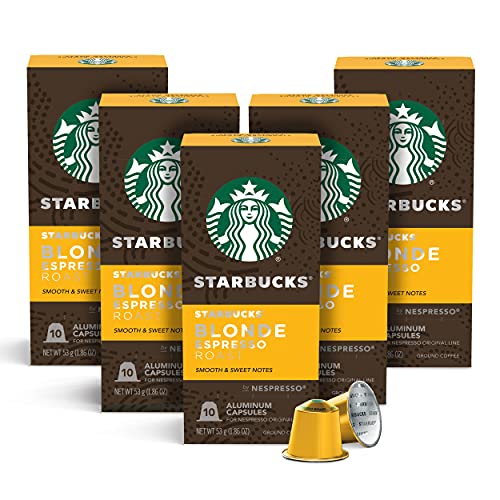 Starbucks by Nespresso Blonde Roast Espresso (50-count single serve capsules, compatible with Nespresso Original Line System)