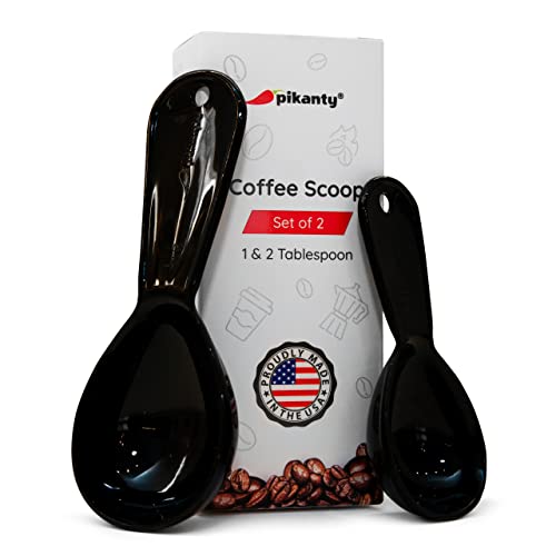 Pikanty – Plastic Coffee Scoops (15ml & 30ml) Set of 2 | Made in USA (Black)