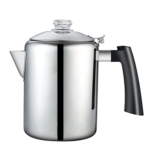 Cook N Home 8-Cup Stainless Steel Stovetop Coffee Percolator Pot Kettle, Tea