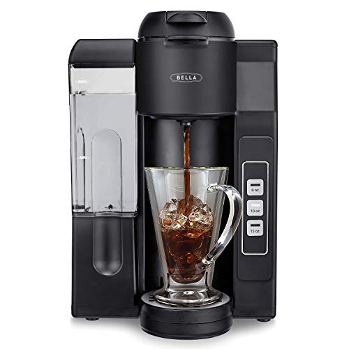 BELLA Single Serve Coffee Maker, Dual Brew, K-cup Compatible – Ground Coffee Brewer with Removable Water Tank & Adjustable Drip Tray, Perfect for Travel