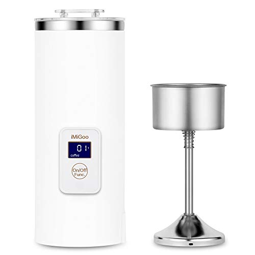 iMiGoo Portable Coffee Maker 8 OZ – Single Cup Coffee Percolator – Tea Maker – Electric Kettle – 304 Stainless Steel – AC 110-120V White