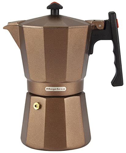 MAGEFESA® Colombia Brown Stovetop Espresso Coffee Maker, 6 cups Size, make your own home italian coffee with this moka pot, made in extra thick aluminum, safe and easy to use, cafetera, café