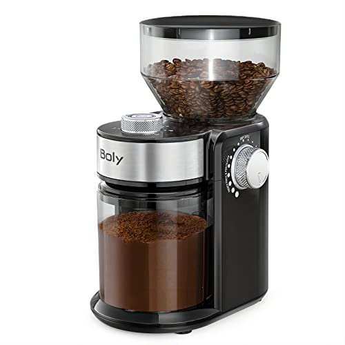 Electric Burr Coffee Grinder, Adjustable Burr Mill Coffee Bean Grinder with 18 Grind Settings, Burr Coffee Grinder for Espresso, Drip Coffee and French Press，Black