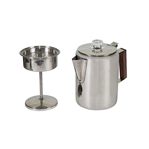 Stansport Stainless Steel Percolator Coffee Pot – 9 Cup