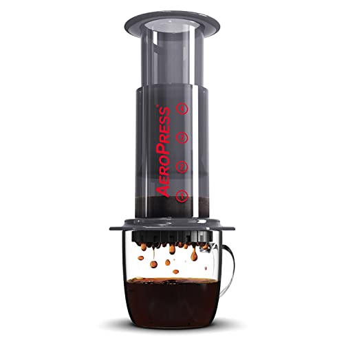 AeroPress Original Coffee Press – Full body, smooth, rich, coffee without grit or bitterness. American, cold brew, latte, espresso style coffee Pot. Small portable coffee maker. Camping, travel, gifts