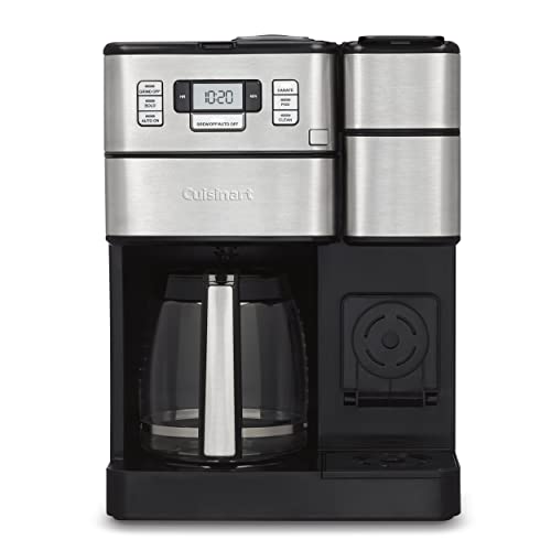 Cuisinart SS-GB1 Coffee Center Grind and Brew Plus, Built-in Coffee Grinder, Coffeemaker and Single-Serve Brewer with 6oz, 8oz and 10oz Serving Size, Black/Silver
