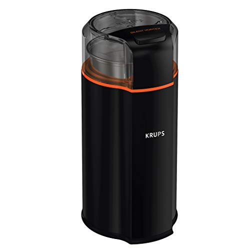 Krups Silent Vortex Stainless Steel and Plastic Coffee and Spice Grinder 12 Cup 5 Times Quieter 175 Watts Coffee, Spices, Dry Herbs, Removable Bowl, Dishwasher Safe Bowl Black