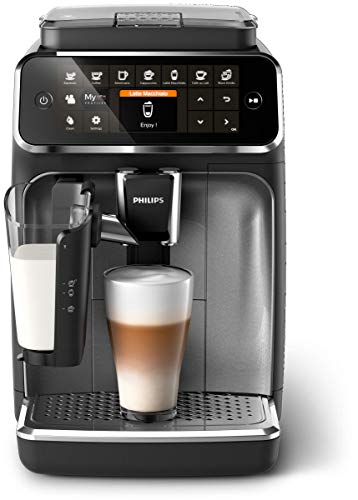 PHILIPS 4300 Series Fully Automatic Espresso Machine – LatteGo Milk Frother, 8 Coffee Varieties, Intuitive Touch Display, Black, (EP4347/94)