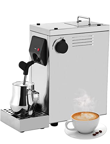 Hanchen Commercial Milk Frother, Automatic Milk Steamer Electric Coffee Frothing Machine 800ml Professional Double Hole Pump Embossed Coffee Milk Frother