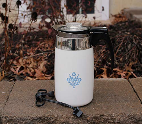 Corning Ware Blue Cornflower 10 Cup Electric Coffee Pot Maker Percolator with Cord