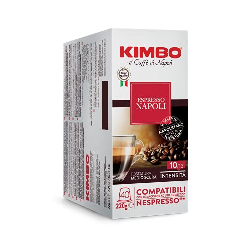 Kimbo Espresso Napoli Single Serve Compatible Coffee Capsules – Blended and Roasted in Italy – Medium to Dark Roast with a Well Balance Sweet Flavor – 40 Count
