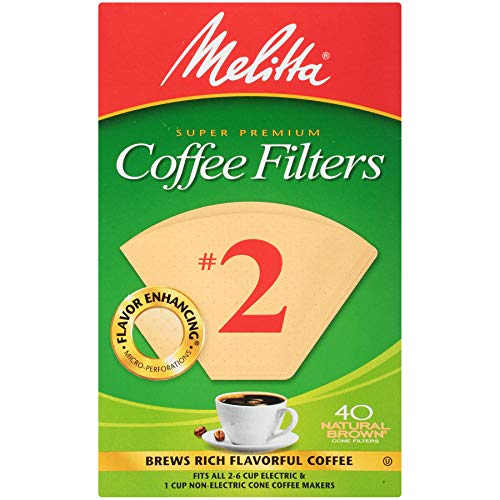 Melitta #2 Cone Coffee Filters, Natural Brown, 40 Count