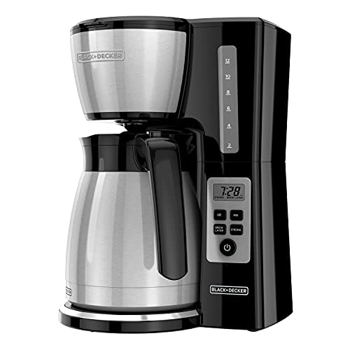 BLACK+DECKER 12-Cup* Thermal Programmable Coffeemaker with Brew Strength Selector, Black/Steel