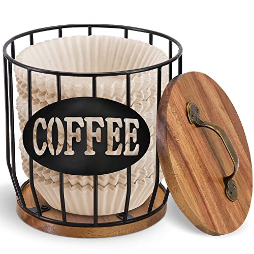 Large Capacity Coffee Filter Holder Storage, Coffee Pod Holder Organizer, Coffee Filters Holder With Lid, Coffee Station Organizer and Coffee Bar Accessories