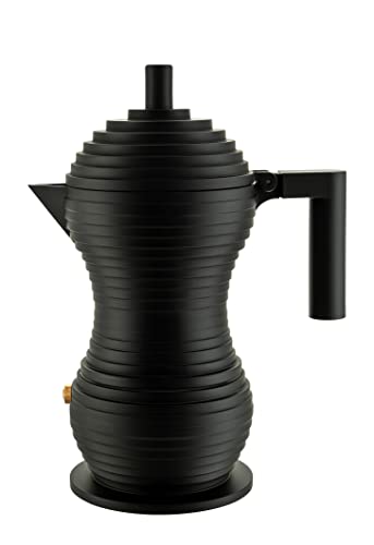 Alessi MDL02/3 BB Pulcina Stovetop Espresso Maker Black, 3-Cup