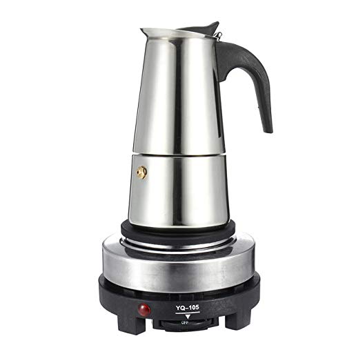 WILL 200450ml Portable Espresso Coffee Maker Moka Pot Stainless Steel with Electric stove Filter Percolator Coffee Brewer Kettle Pot (200ml)