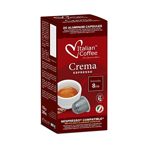 Delicitaly Italian Coffee pods compatible with Nespresso original machines, Espresso capsules (100 Crema Aluminum Pods, 100 Count (Pack of 1))