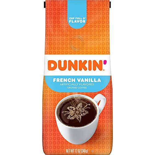 Dunkin’ French Vanilla Flavored Ground Coffee, Medium Roast, 12 Ounces (6 Units)