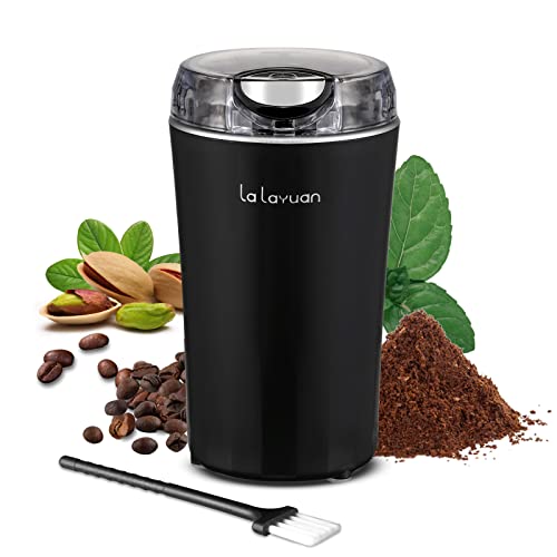 Powerful Coffee Grinder Electric for Espresso Coffee, Spice Grinder Electric, Herb Grinder, Grinder for Coffee Bean with Clean Brush, One Touch Coffee Mill for Beans,Spices, Nuts and Grains,200W/2.7oz