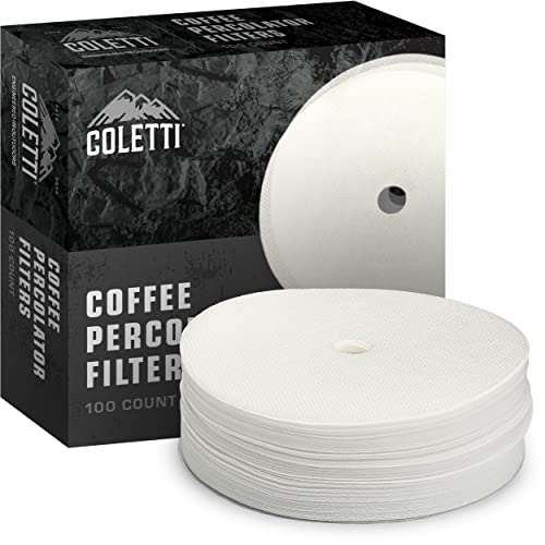 COLETTI Bozeman Percolator Coffee Filters 3.75in – 100 Disc Coffee Filters For Percolators – Premium (White – Paper, 3.75”)