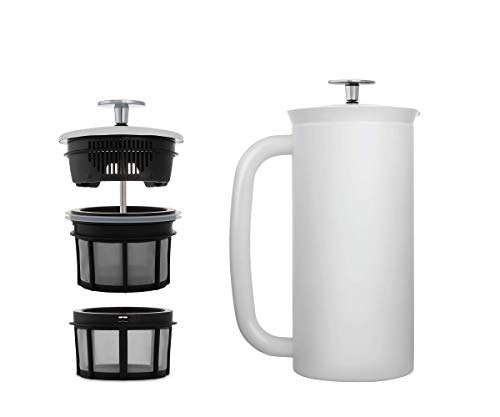 ESPRO – P7 French Press – Double Walled Stainless Steel Insulated Coffee and Tea Maker with Micro-Filter, Keep Drinks Hot for Hours, Perfect for Home or Travel (Matte White, 32 Ounce)
