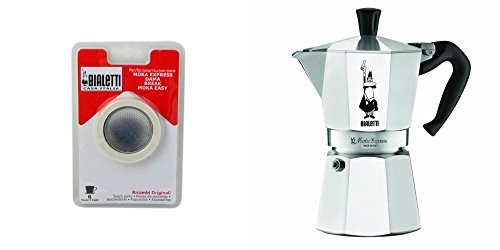 Bialetti 6800 Moka Express 6-Cup Stovetop Espresso Maker w/Replacement Gasket and Filter for 6 Cup