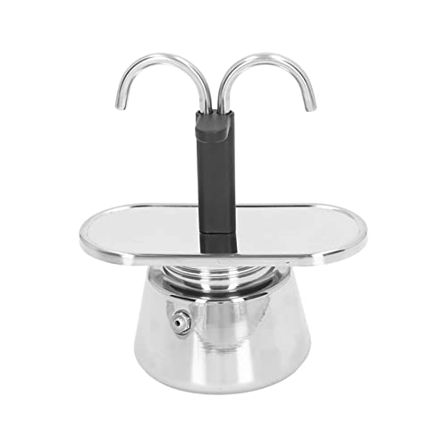 Stainless Steel Moka Pot, Moka Set includes Coffee Maker 2-Cup, 100ml Dual Pipe Stainless Steel Durable Food Grade Nonslip Thickened Strainer Widely Used Mocha Pot