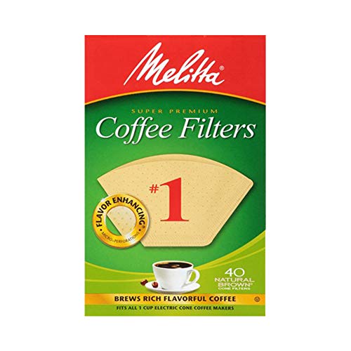 Melitta #1 Cone Coffee Filters, Natural Brown, 40 Count (Pack of 12, 480 Total Filters)