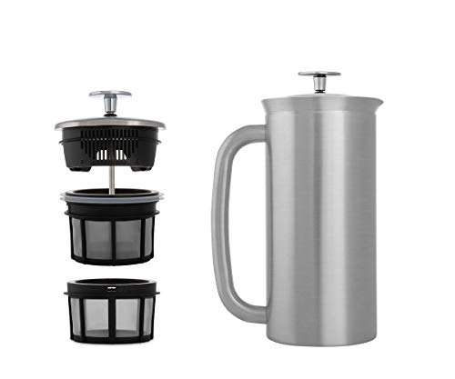 ESPRO – P7 French Press – Double Walled Stainless Steel Insulated Coffee and Tea Maker with Micro-Filter, Keep Drinks Hot for Hours, Perfect for Home or Travel (Polished Stainless Steel, 32 Ounce)