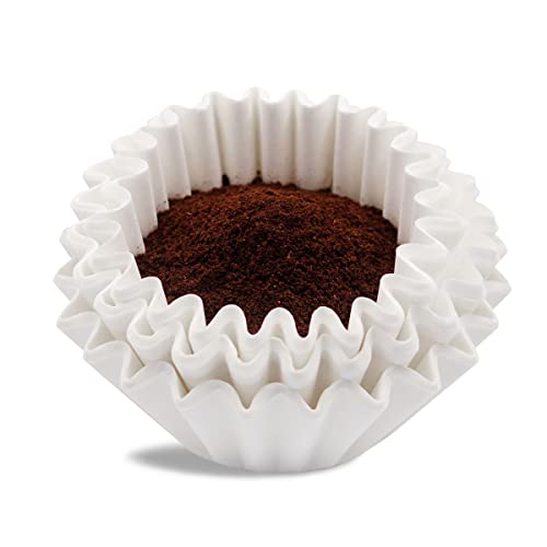 Coffee Filters 8-12 Cup, 100 Count Basket Coffee Filters Fit for Commercial Coffee Machine with Flat Bottom, White Disposable Paper Coffee Filters for Basket Type Filter Holder