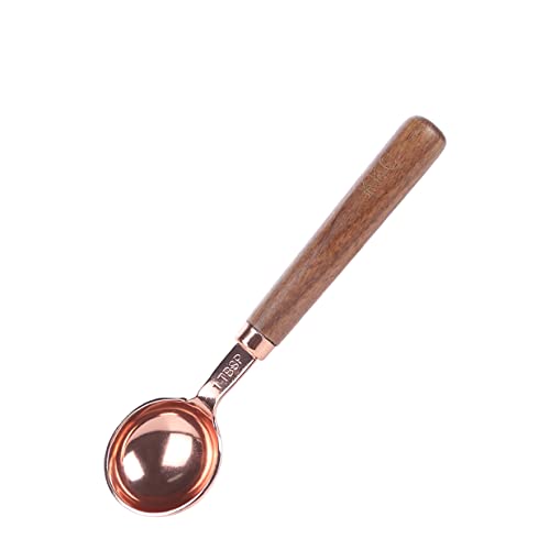 KKC HOME ACCENTS Coffee Scoop for Ground Coffee 1 Tablespoon,Tea Scoop for Loose Tea,Wood Long Handle Coffee Bean Scoop, Long Handle Coffee Measuring Spoon,Gold,1 tbsp,6.7 inch