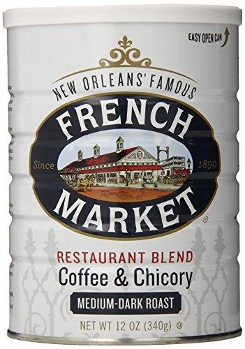 French Market Coffee, Coffee and Chicory Restaurant Blend, Medium-Dark Roast Ground Coffee, 12 Ounce Metal Can
