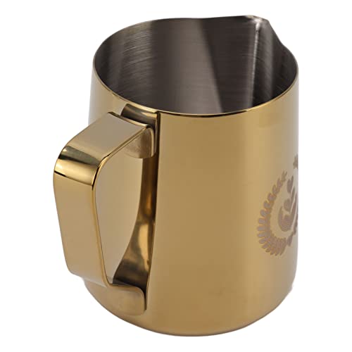 Milk Frother Pitcher, Wear Proof Eagle Spout Coffee Frother Cup 600ml Scale Inside Corrosion Resistance for Shop (Titanium Gold)