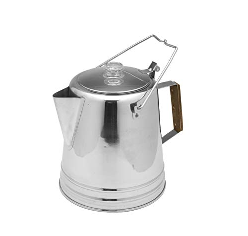 Texsport Stainless Steel Coffee Pot Percolator,14 cups for Outdoor Camping,Silver