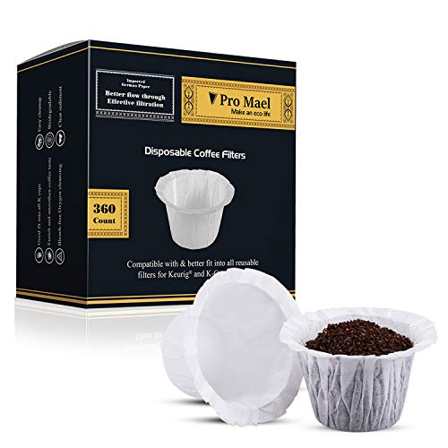 Pro Mael Disposable Coffee Filters 360 Count Coffee Filter Paper for Keurig Brewers Single Serve 1.0 and 2.0 Use with All Brands K Cup Filter (Pack of 1)
