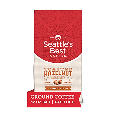 Seattle’s Best Coffee Toasted Hazelnut Flavored Medium Roast Ground Coffee | 12 Ounce Bags (Pack of 6)