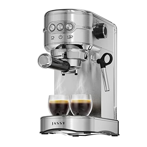 Espresso Machine Coffee Makers 20 Bar Cappuccino Machines with Milk Frother for Espresso/Cappuccino/Latte/Mocha for Home Brewing with 35 oz Removable Water Tank/Full Stainless Steel /1450W(Silver)