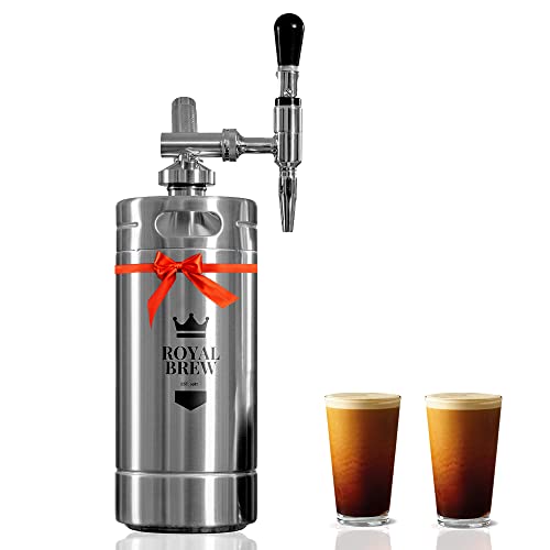 The Original Royal Brew Nitro Cold Brew Coffee Maker – Gift for Coffee Lovers – 128 oz Extra Large Home Keg, Nitrogen Gas System Coffee Dispenser Kit