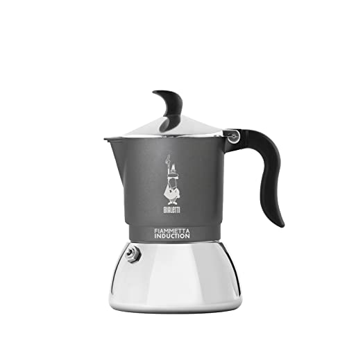Bialetti Fiammetta Moka Pot – 4 Cup Espresso Maker – Grey Italian Stovetop Coffee Maker – Compatible with Induction Hobs