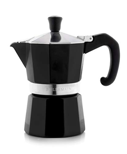 Bellemain Stovetop Espresso Maker Moka Pot (Black, 3 Cup)