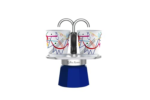 Bialetti – Mini Express Kandinsky: Moka Set includes Coffee Maker 2-Cups (2.8 Oz), Light Blue, Aluminum