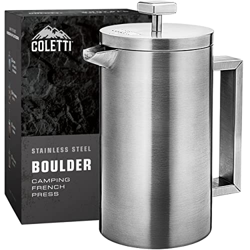 COLETTI Boulder Camping French Press (An American Press) – Large Insulated French Press Coffee Maker – 10 CUP