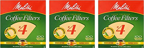Melitta Cone Coffee Filters, Natural Brown #4, 100 Count (Pack Of 3)