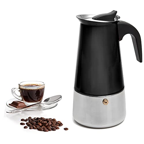 Mixpresso 9 Cup Coffee Maker Stovetop Espresso Coffee Maker, Moka Coffee Pot with Coffee Percolator Design, Stainless Steel stovetop espresso maker, Italian Coffee Maker (Black)