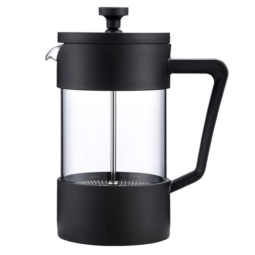 LVVMET French Press Coffee Maker 12oz/350mL, 304 Stainless Steel Filters and Thicken Borosilicate Glass, Black