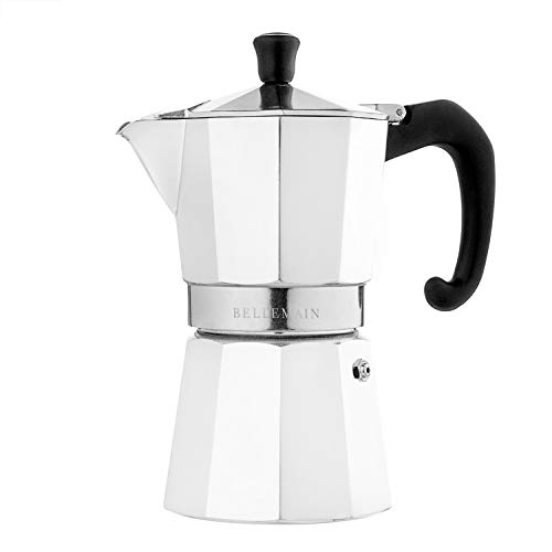 Bellemain Stovetop Espresso Maker Moka Pot (White, 6 Cup)