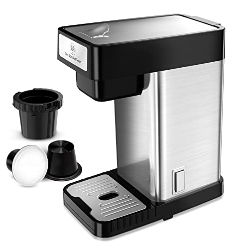 1829 CARL SCHMIDT SOHN CSS Single Serve Coffee Maker, K-Cup Coffee Pod Brewer, 10 oz Brew Size, Mini Coffee Maker for Coffee Capsule, One-Button Operation and Auto Off, Stainless Steel