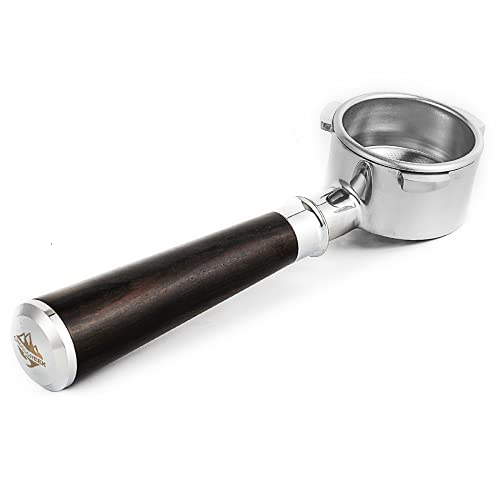 CrossCreek 54mm Espresso Bottomless Portafilter with 3 Ear | Fits 54mm Breville/Sage Barista Espresso Machine | Stainless Steel Basket and Solid Wood Handle | Espresso Accessories